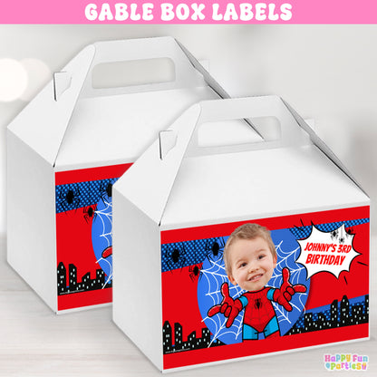 Custom Superhero Gable Box Labels | Personalized Hero Party Favors