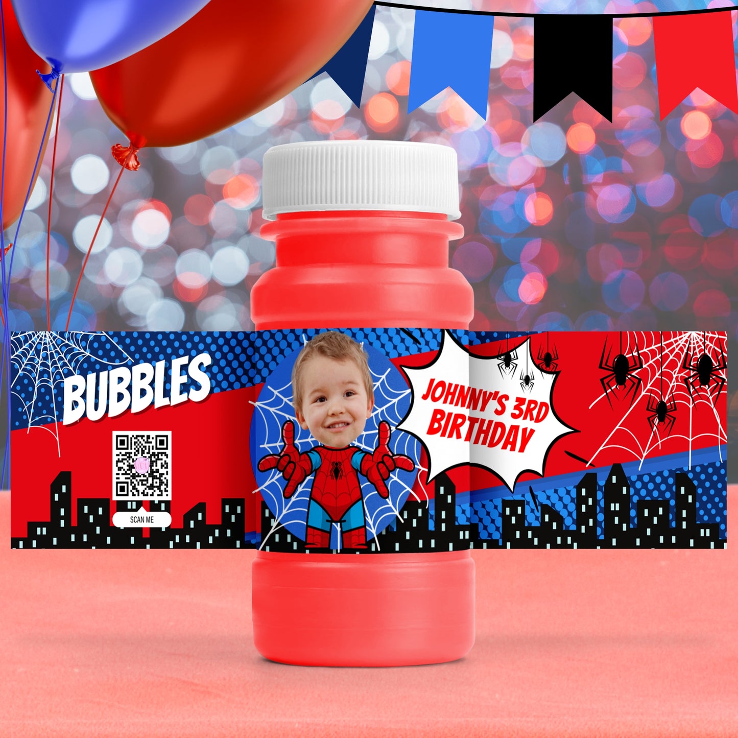 Personalized Superhero Bubble Labels | Custom Party Favor Stickers