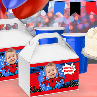 Custom Superhero Gable Box Labels | Personalized Hero Party Favors