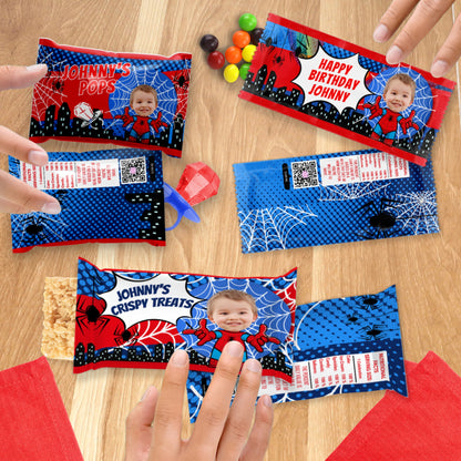 Personalized Spider Birthday Party Supplies | Hero Party Favors | Digital Download