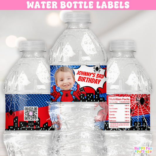 Personalized Superhero Water Bottle Labels | Hero Party Supplies