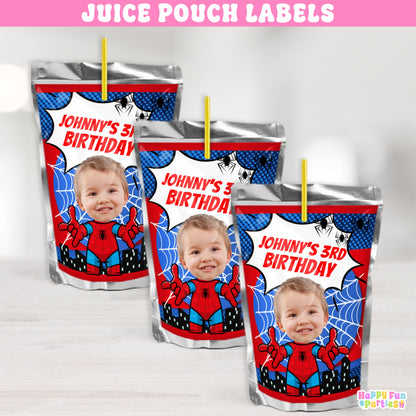 Personalized Superhero Juice Pouch Labels | Custom Party Drink Decor