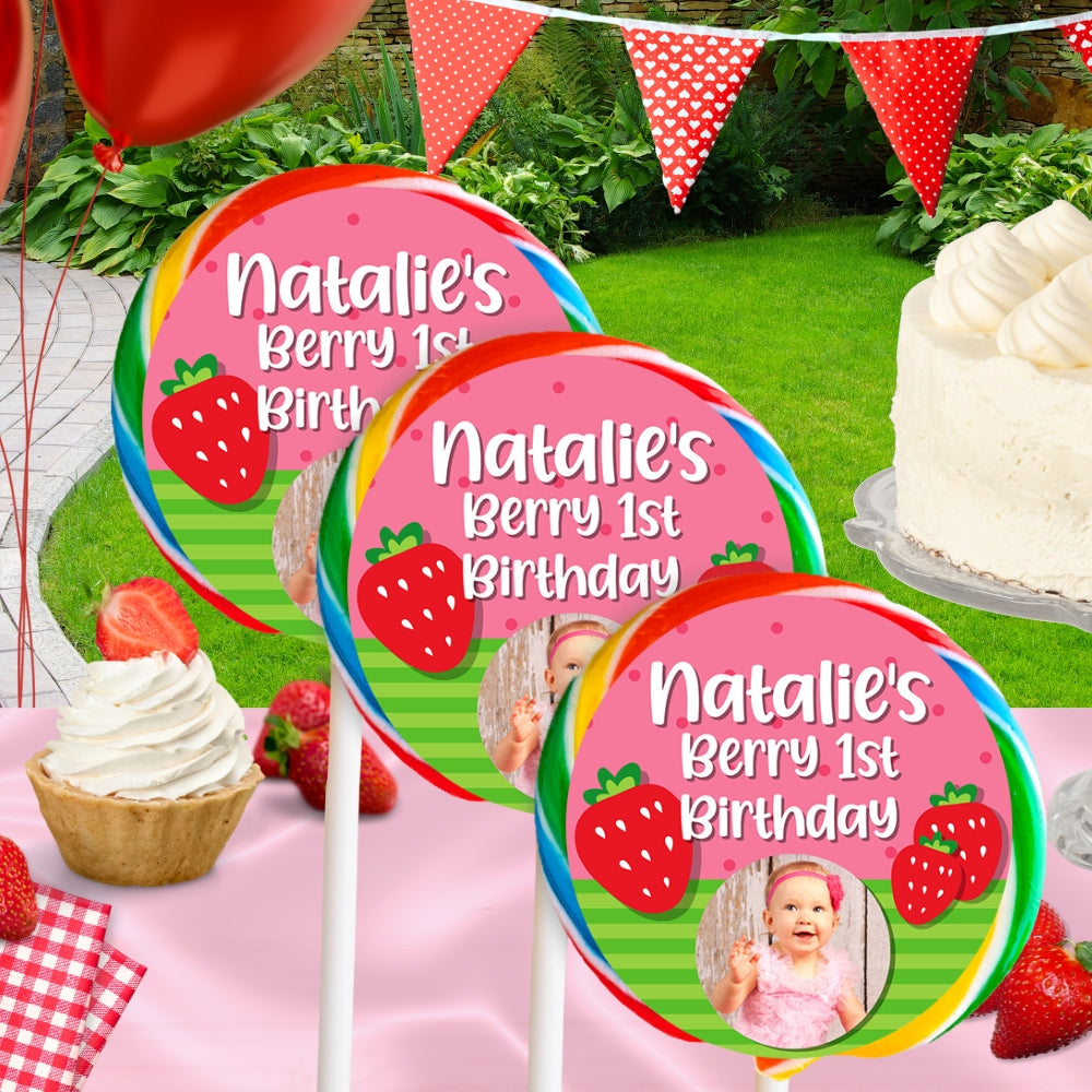 Personalized Strawberry Birthday Party Supplies For Berry 1st Birthday, Fruit Themed Party | Digital Download