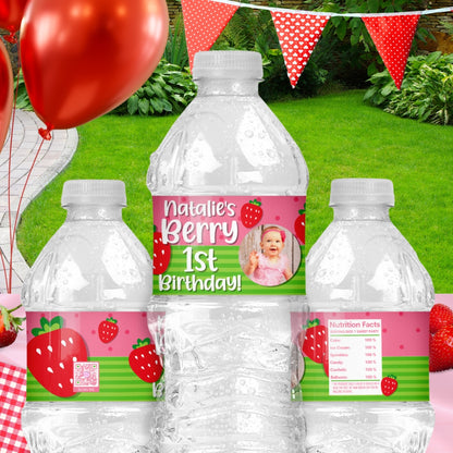 Personalized Strawberry Birthday Party Supplies For Berry 1st Birthday, Fruit Themed Party | Digital Download