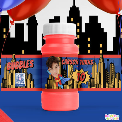 Digital Flying Superhero Party Favors | Printable Snack Bags, Labels & Decorations