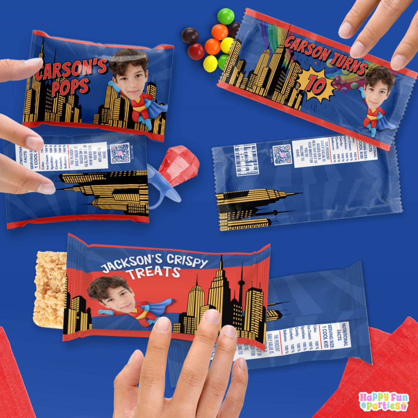 Custom Super Hero Candy Wrappers | Personalized Birthday Favors