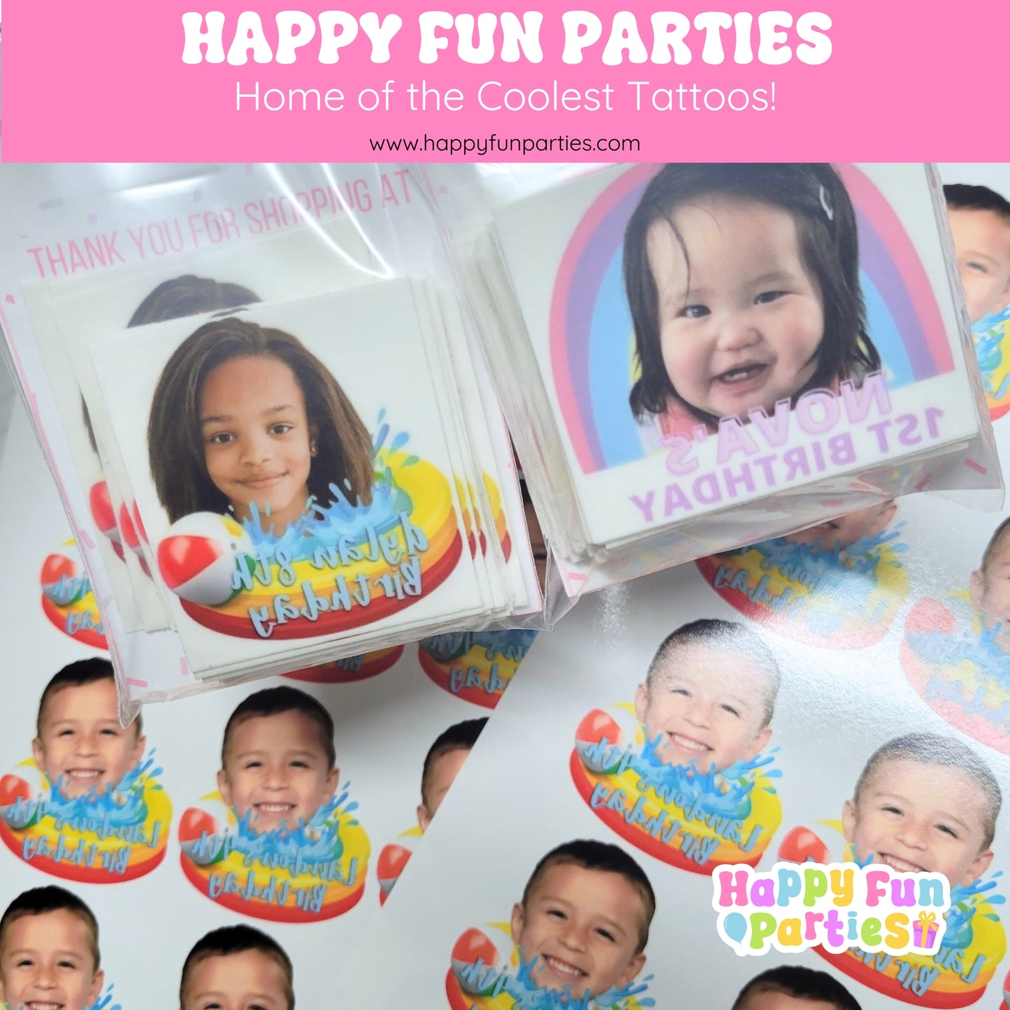 Personalized Temporary Tattoos For Birthday Parties | Kids Boys Girls Adults | Unique, Fun Themed Party Decorations