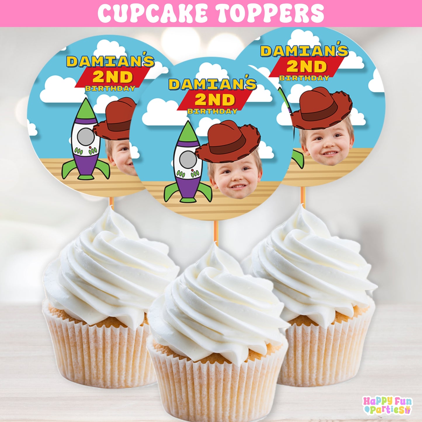 Custom Space Cowboy Cupcake Toppers | Two Infinity Birthday Decor