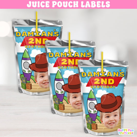 Custom Space Cowboy Juice Pouch Labels | Two Infinity Birthday Favors