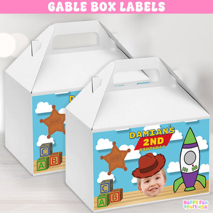 Custom Space Cowboy Gable Box Labels | Two Infinity Birthday Favors