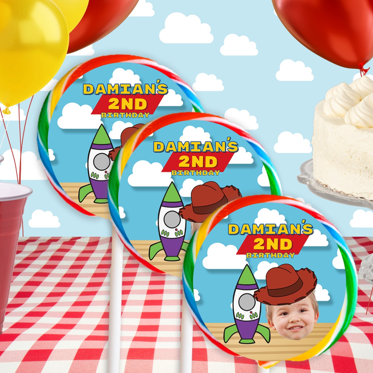 Personalized Space Cowboy Lollipop Stickers | Two Infinity Party