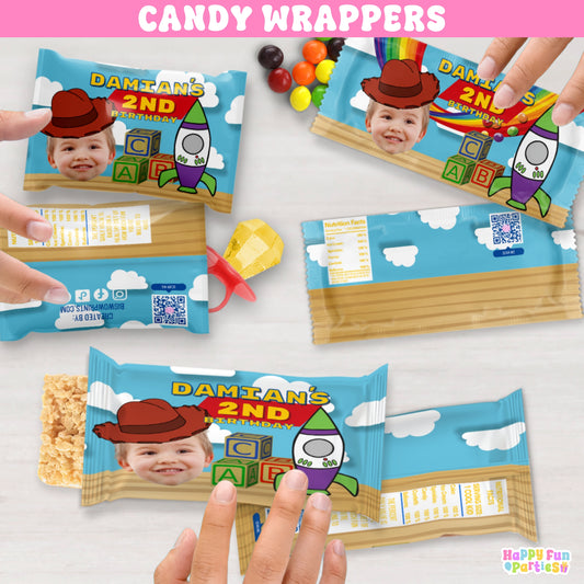 Custom Toy-Themed Candy Wrappers | Two Infinity Birthday Favors