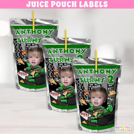 Personalized Turtle Birthday Juice Pouch Labels | Custom Drinkware | Party Favor Stickers