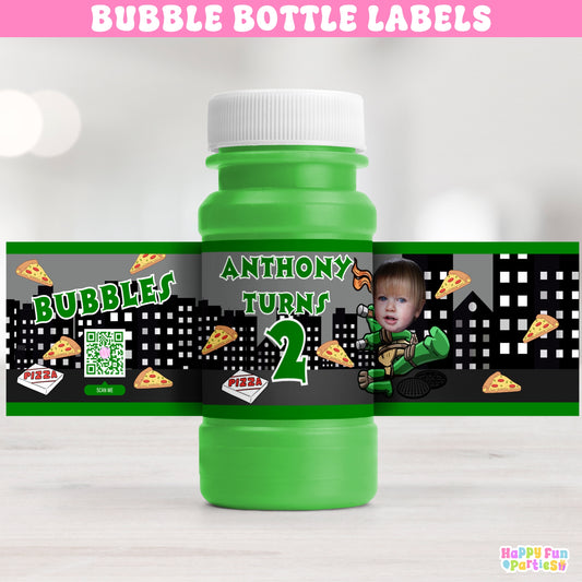 Personalized Turtle Bubble Bottle Labels | Custom Party Favor Stickers