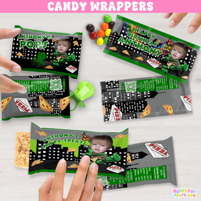 Personalized Turtle Candy Wrappers Party Favor Bags | Custom Birthday Treat Bags