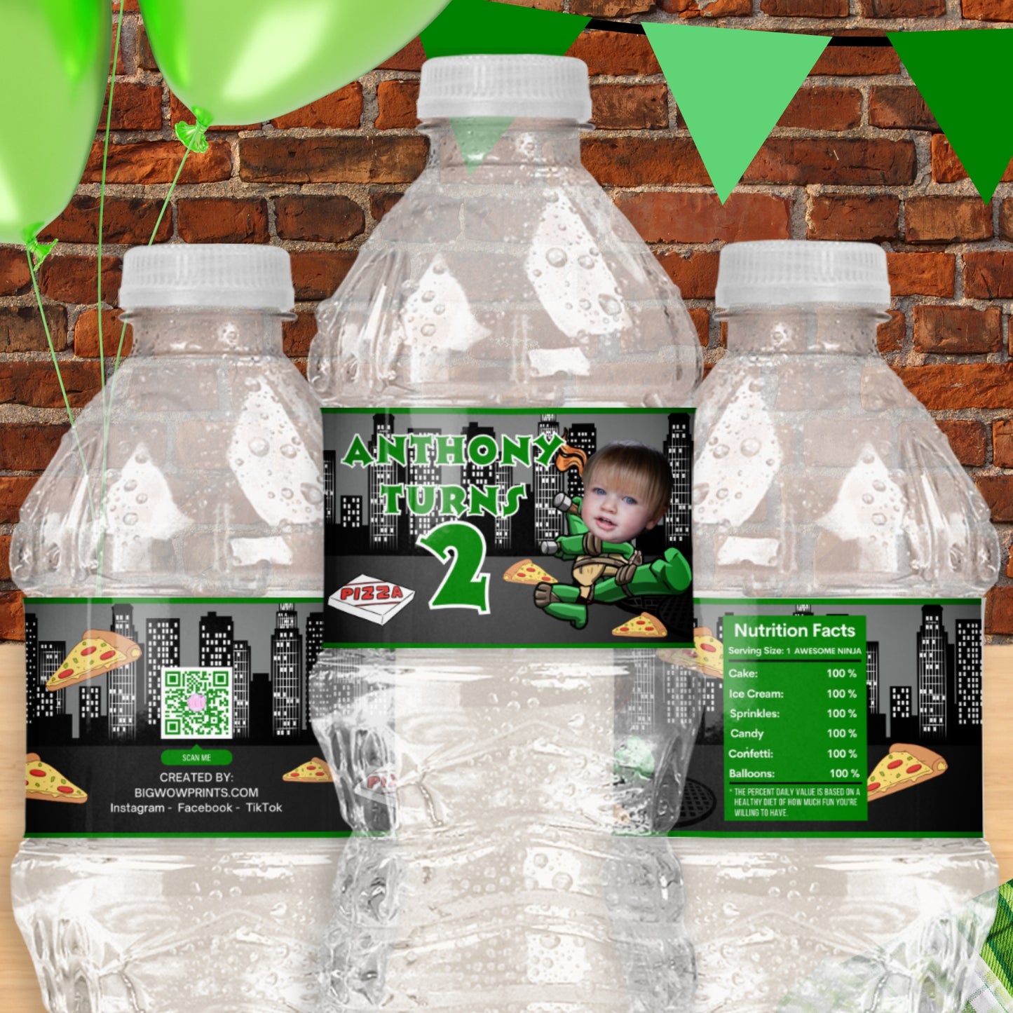 Personalized Turtle Water Bottle Labels | Custom Party Decorations